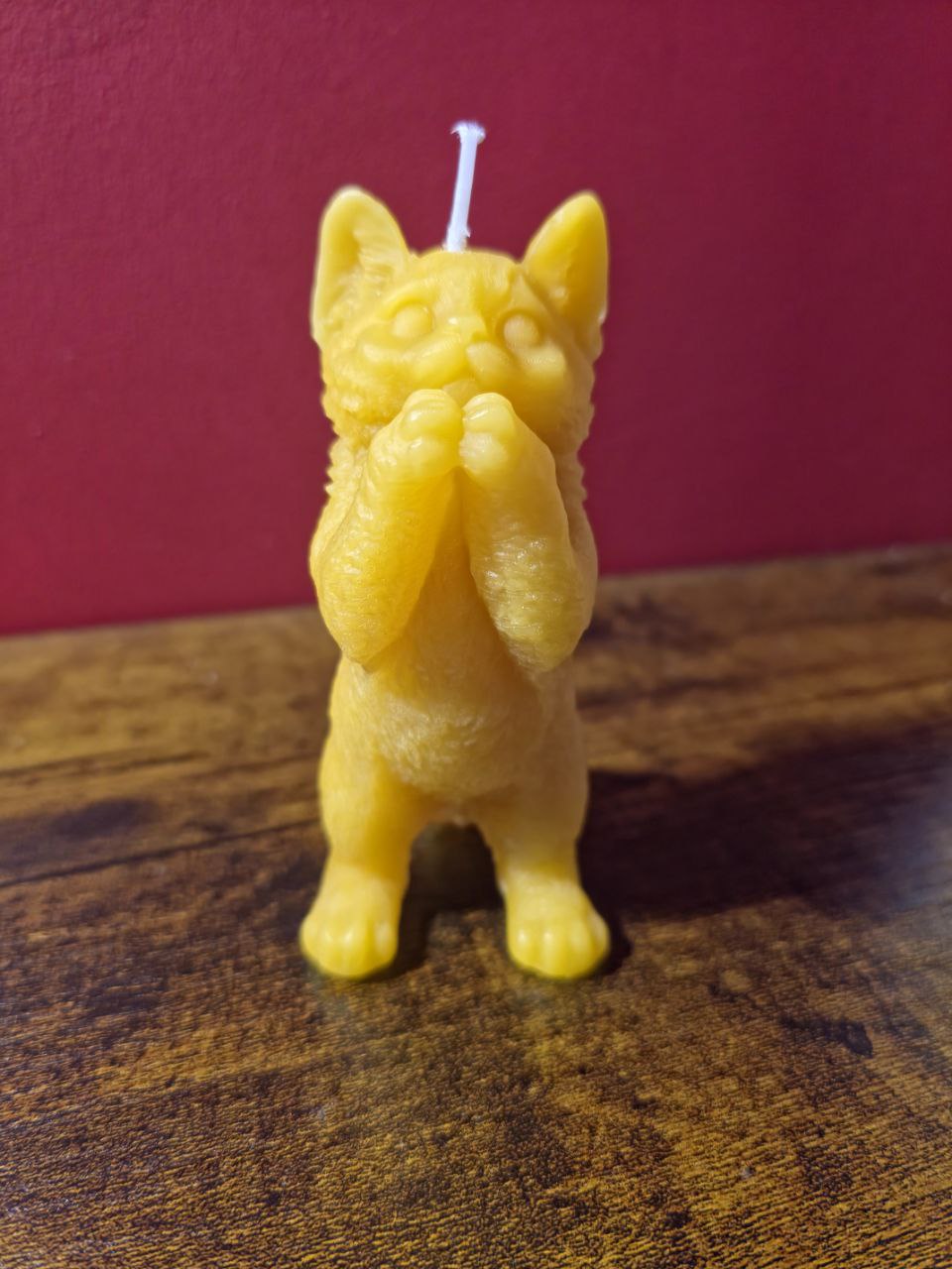 Handmade Pure Beeswax Cat Candle – Natural Honey Scent, Cute Decorative Gift
