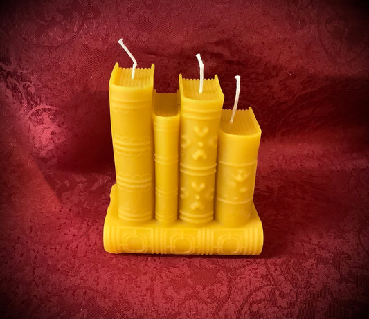 Handmade Pure Beeswax Book Candle – Natural Scented Gift for Book Lovers