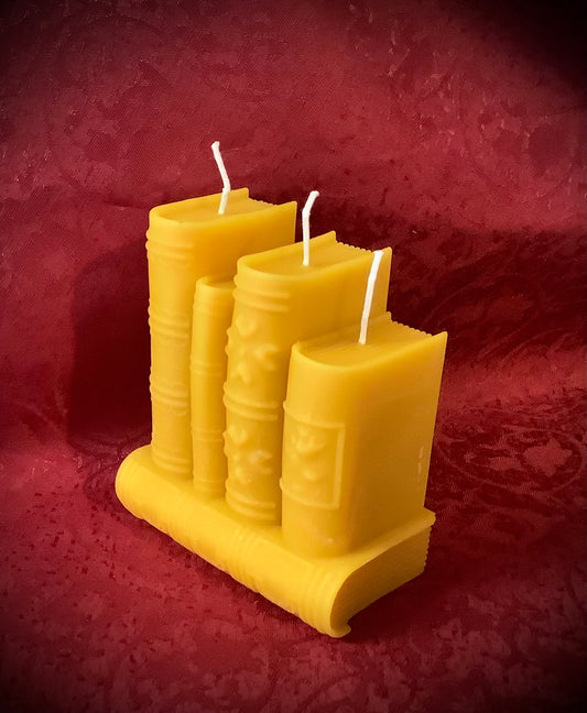 Handmade Pure Beeswax Book Candle – Natural Scented Gift for Book Lovers