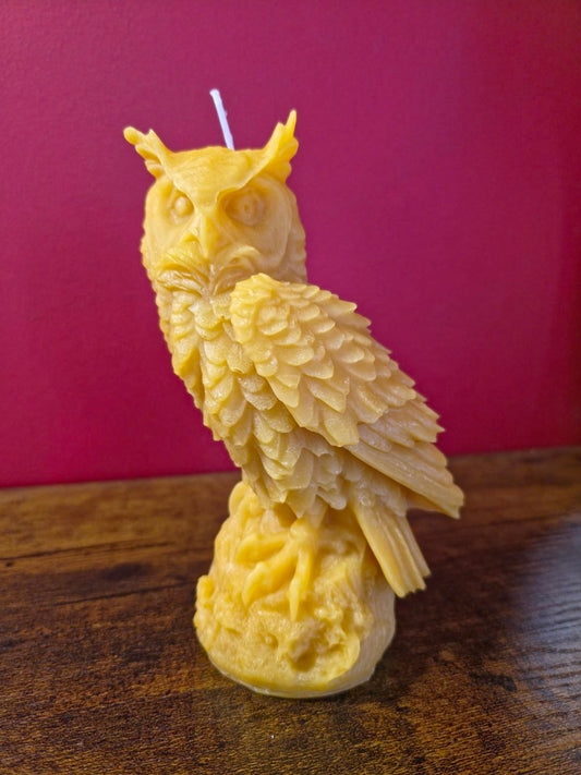 Handmade 100% Pure Beeswax Candle MAJESTIC OWL
